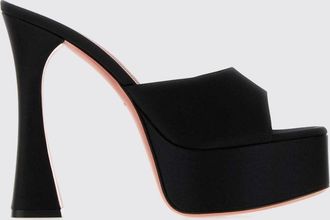 Amina Muaddi Sandali mules Dalida in raso con plateau e tacco a rocchetto