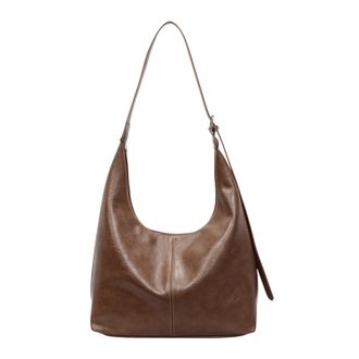 Generic PU Leather Shoulder Bag with Adjustable Strap for Travel Shopping Work (Brown)