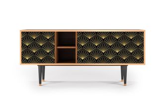 StoryZ Mueble de TV negro 3 puertas L 150 cm