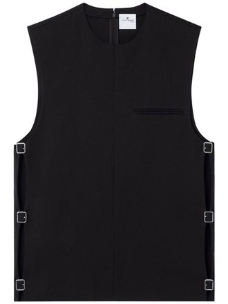 Courr&egrave;ges Mouwloze top - Zwart