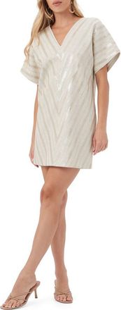 Trina Turk Sequin Striped Elisabetta Dress in Biarritz Beige at Nordstrom, Size X-Small