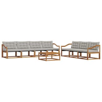 vidaXL Conjunto De Sof&aacute;s De Exterior 8 Pcs Gris Natural Y Claro Vidaxl