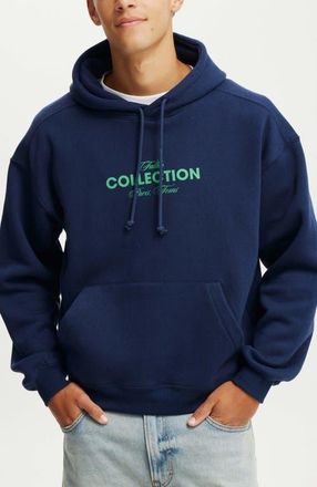 Cotton On Mens Box Fit Graphic Hoodie in Indigo Fallen Collective at Nordstrom, Size X-Large