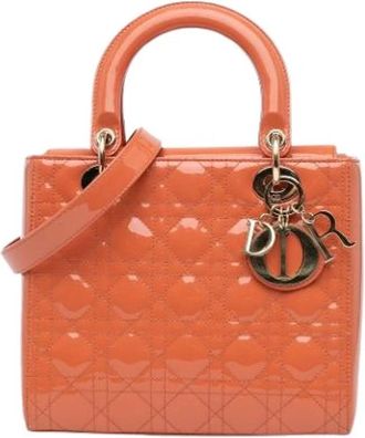 Dior Pre-owned Lady Dior - Dames - Vintage Handtas - Oranje - ONE Size - Leer - Vintage