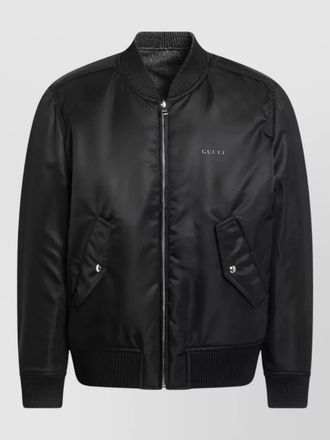 Gucci jacket ribbed collar cuffs hem pockets