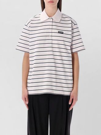Rotate polo shirt striped design short sleeves