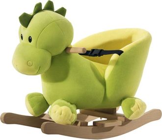 HOMCOM Homcom - Balanc&iacute;n Beb&eacute; De Peluche Con 32 Canciones Caballo Mecedora Dinosaurio 60x33x45cm