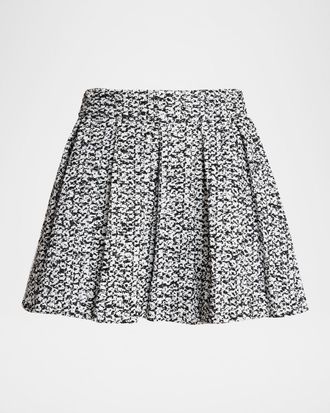 Balmain High-Rise Pleated Tweed Mini Skirt