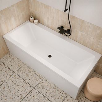 Aurlane Ba&ntilde;era Rectangular Duo 180x80x54 Acr&iacute;lico Blanco Mate - L&iacute;neas Rectas