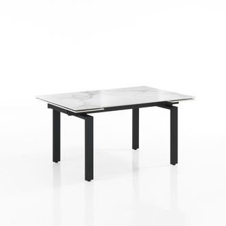Decorspace Tavolo antares Con Gambe In Metallo E Piano In Marmo, Design Moderno, 140/200 X 90 X H 76 Cm -bianco Lucido