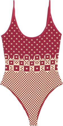 Fendi Costume da bagno con stampa geometrica - Rosso