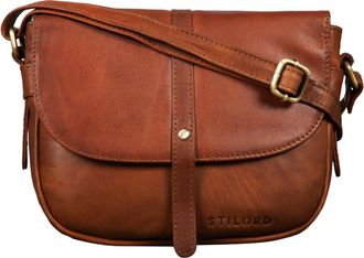 STILORD Clara Small Leather Handbag for Women Vintage Shoulder Bag Cross Body Cross Over Bag for Evening Party Shopping in genuine Leather, Colour:Cognac-Brow
