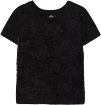 Twinset Geborduurd Organza T-shirt - Dames - T-shirts - Zwart - S - Organza - Tops