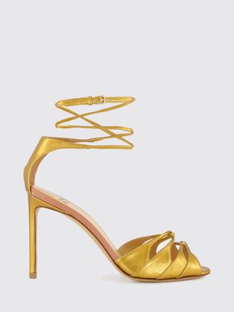 Francesco Russo Laminated Leather High-Heeled Sandals with Ankle Strap