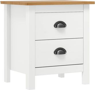 vidaXL Mesita De Noche Hill Madera Maciza De Pino Blanco 46x35x49,5 Cm Vidaxl