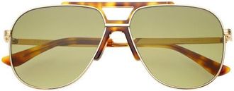 Freyrs Eyewear Logan Aviator Sunglasses in Gold /Green at Nordstrom