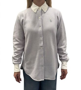 Barrie Striped Long Sleeve Overshirt In Stripes Chakra/cruise Niveous