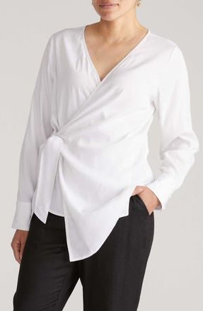 Universal Standard Beacon Wrap Top in White at Nordstrom, Size Xxx-Large