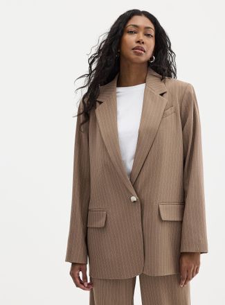 Contemporaine Womens Banker stripes flowy Blazer Jacket