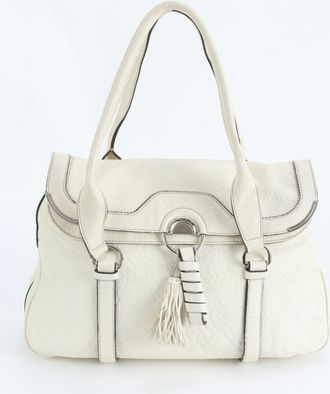 Celine White Leather Handbag Tote Bag (Pre-Owned)