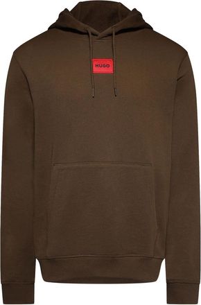 HUGO BOSS Hugo Mens Cotton Terry Hoodie with Logo Label in Brown - Size X-Small