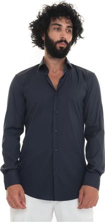 HUGO BOSS Slim-Fit Overhemd met Stretch - Heren - Casual Overhemden - Blauw - 2XL - Katoen - Overhemden