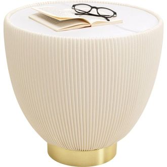 Kare Design Mesa auxiliar redonda beige y blanca &oslash;47 cm