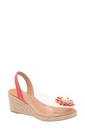Andr&eacute; Assous Slingback Espadrille Peep Toe Wedge Sandal in Coral at Nordstrom Rack, Size 10