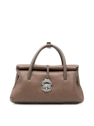 Zanellato Dotta Small Hammered Leather Bag In Brown
