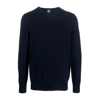 Fedeli Round-neck Knitwear, male, Blue, Size: L Round-neck Knitwear