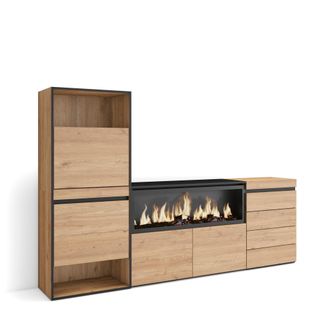 Skraut Home Zapatero, Armario Zapatos Botas, 224x145x35 Cm, Dormitorio, Habitaci&oacute;n, Chimenea El&eacute;ctrica Xxl, C&oacute;moda, Cajonera, Estilo Moderno, Roble - Skraut Home
