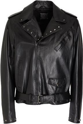 8 by YOOX STUDDED BIKER LEATHER JACKET