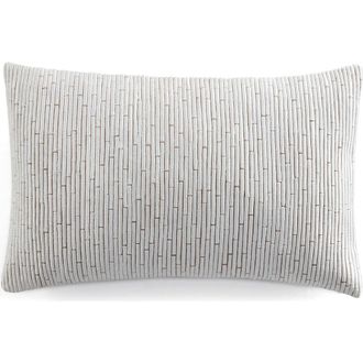DKNY Embroidered Cotton & Linen Accent Pillow in Linen /White at Nordstrom