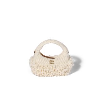 Miu Miu Wander Wool Bag, Woman, Ivory