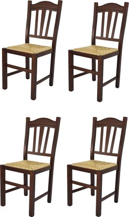 Tommychairs Tommychairs 4 Sillas Silvana En Haya Color Nuez Y Asiento De Paja