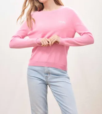 JUMPER 1234 Cashmere Naughty Crew Sweater In Candy