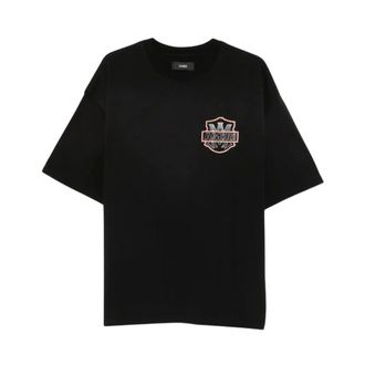 Amiri Tops, Heren, Zwart, M, Camiseta MC Negra Washed American Dream