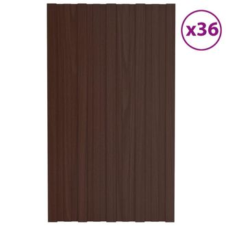 Berkfield Home Roof Panels 36 pcs Galvanised Steel Brown 80x45 cm