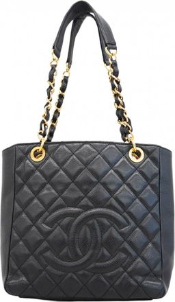 Chanel Black Grained Calfskin Tote Bag (Pre-Owned)
