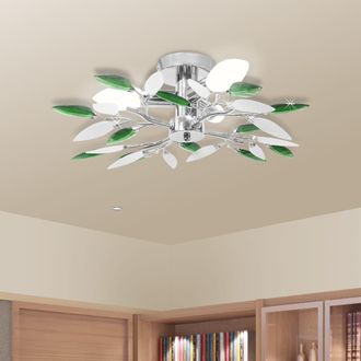 Berkfield Home Ceiling Lamp Acrylic Crystal Leaf Arms 3 E14 Bulbs