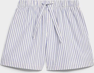 Tekla Mens Striped poplin pyjama short