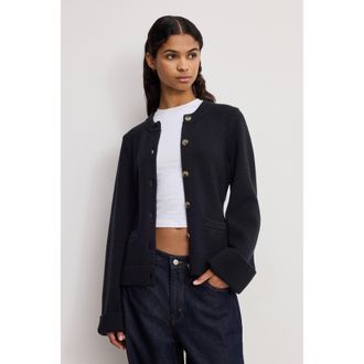 Good American Womens Button Front Knit Cardigan | Black, Size Medium | Good American by Khlo&Egrave; Kardashian