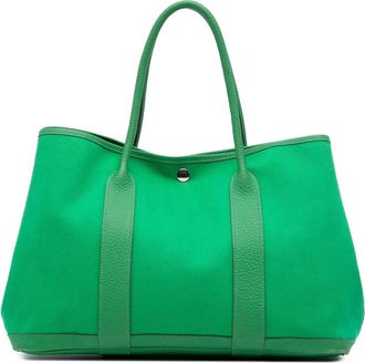 Herm&egrave;s Borsa tote Garden Party 36 in tela Toile e pelle Negonda 2014 - Verde