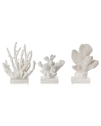 Two's Company Set Of 3 Coral Sculptures On Acrylic Base