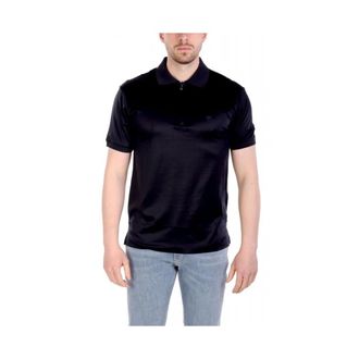 Emporio Armani Tops, Heren, Blauw, L, Katoen, Polo Halfzip Logo