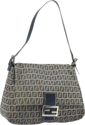 Fendi Pre-owned Shoulder Bags, female, Blue, Size: ONE SIZE Pre-owned Vintage Zucchino Shoulder Bag