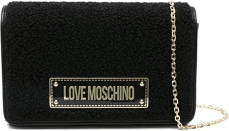 Love Moschino logo-plaque shearling shoulder bag - Black