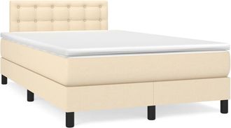 vidaXL Cama Box Spring Con Colch&oacute;n Y Luces Led Tela Crema 120x190 Cm Vidaxl