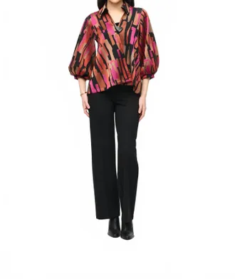 Joseph Ribkoff Bohemian Abstract Oversized Jacket In Pink Multi