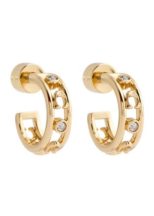 Coach Logo Crystal-embellished Hoop Earrings - Gold - One Size